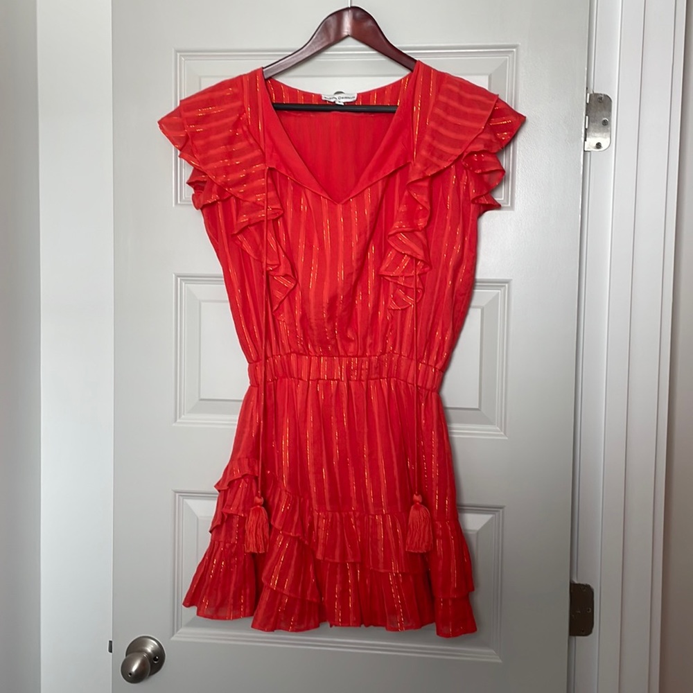 Karina Grimaldi Raffa Metallic Mini Dress